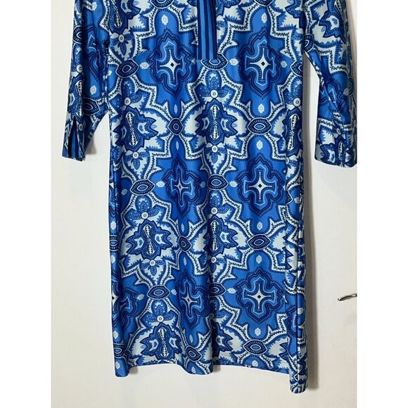 Gretchen Scott Blue & White Boho Print Mini Dress M Medium Women - Picture 3 of 9